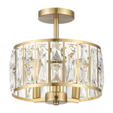 Mount Ceiling Light, 12 Inch Crystal Gold Light Fixture, 3-Light Modern Chandelier