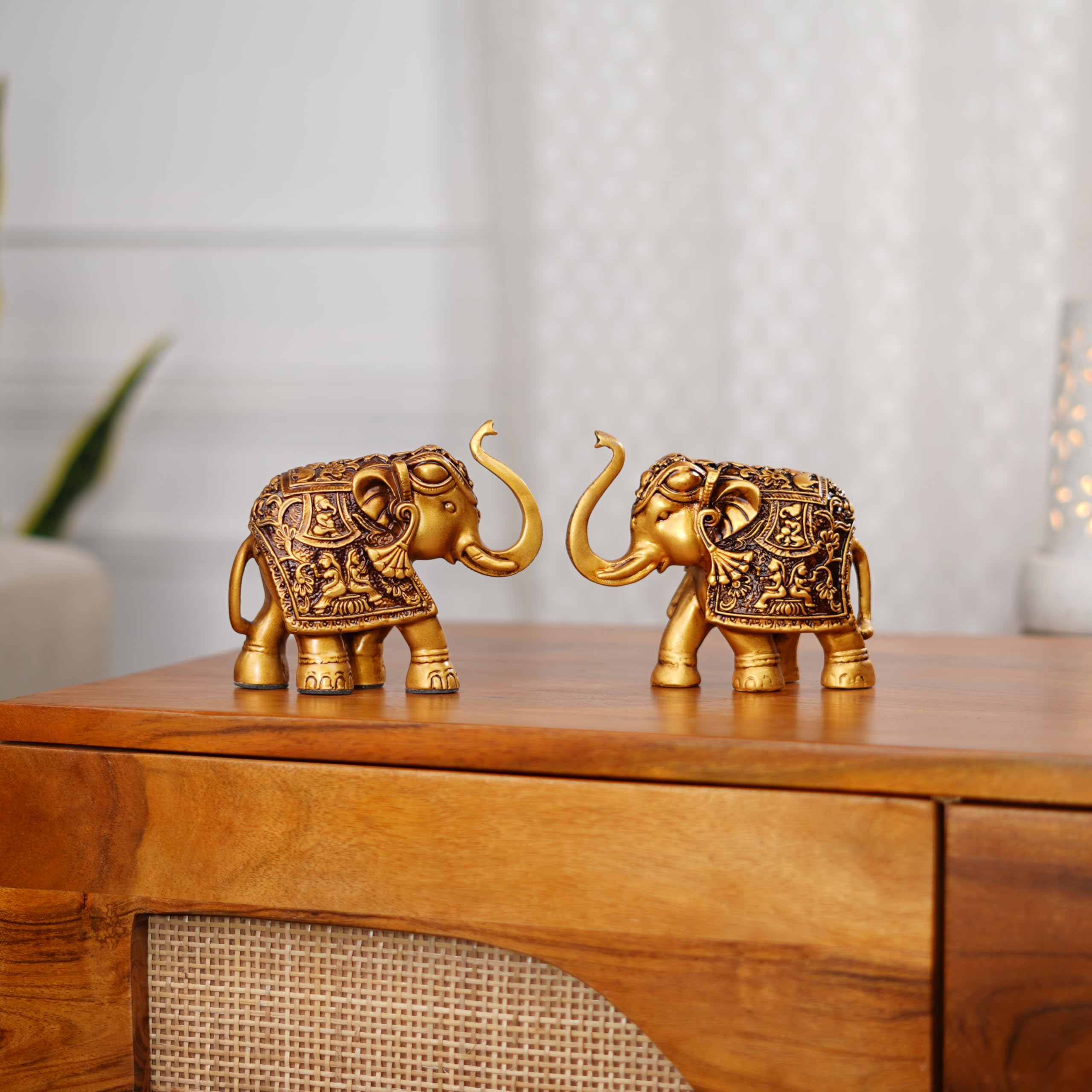 Elephant Statue | Set of 2 Elephant Figurine | Elephant Family Statue Showpiece Figurines