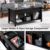 Coffee Table, Lift Top Coffee Table w/Hidden Storage Compartment & Lower 3 Cube Open