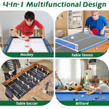 4-in-1 Multi Game Table, Combination Game Table Set for Adults and Kids