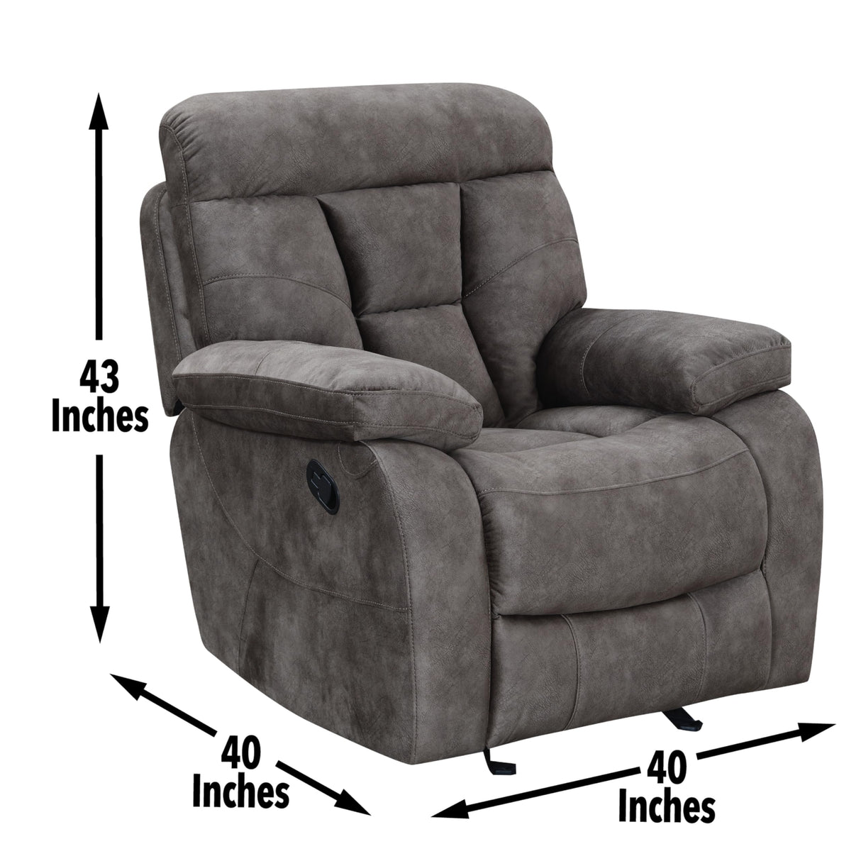 Bogata Glider Recliner Chair, 40" L x 40" W x 43" H, Mushroom