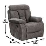 Bogata Glider Recliner Chair, 40" L x 40" W x 43" H, Mushroom