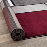 Modern Geometric Red Area Rug 5'3" x 7'3" - Non-Shedding