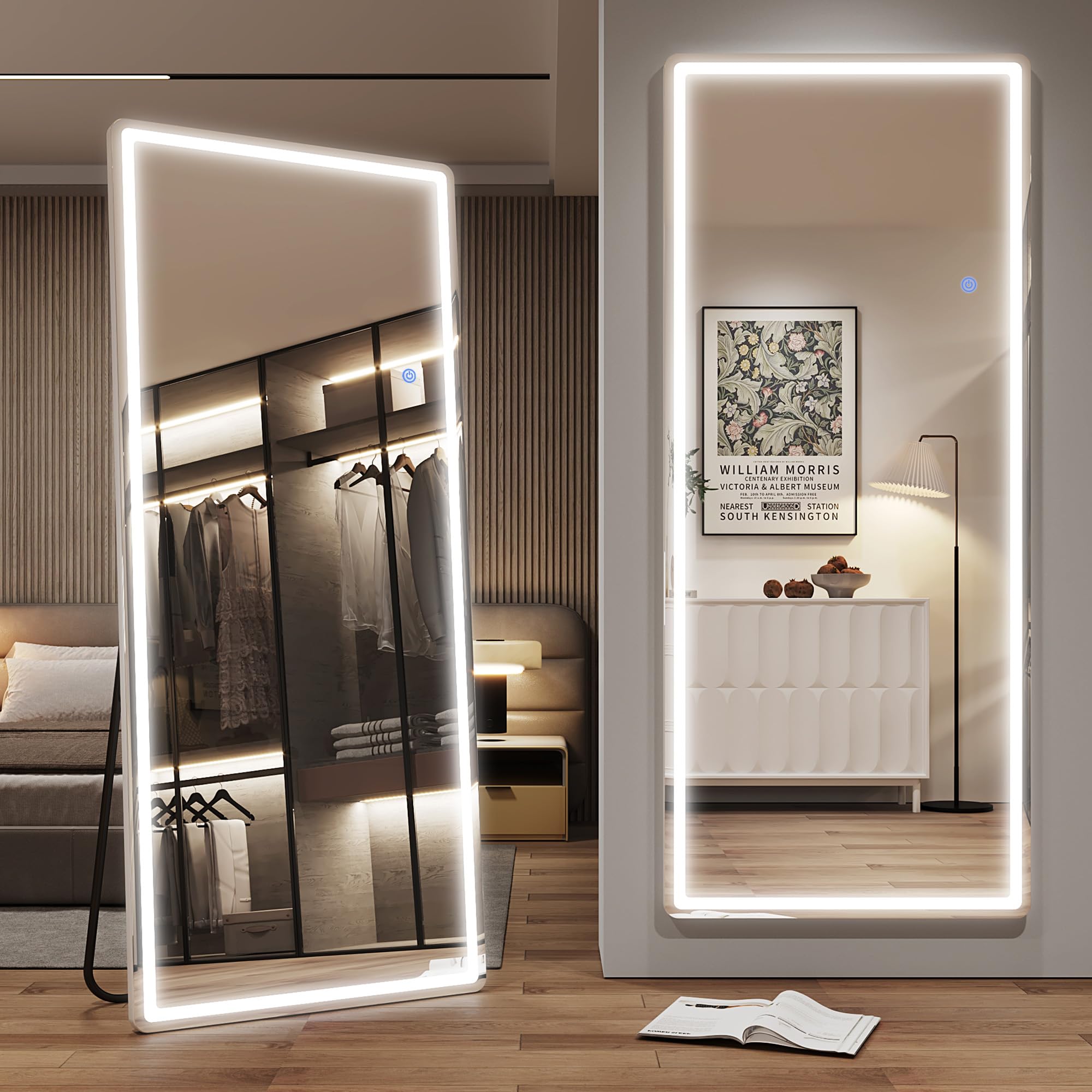Mirror Full Length, 71" x 28" LED Lighted Floor Mirror Full Length Mirror with Light