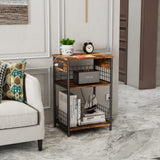 Side Table with Charging Station & USB Ports,3-Tier End Table for Living Room