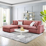 Commix Down-Filled Overstuffed Performance Velvet 4-Piece Sectional Sofa