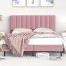 King Size Platform Bed Frame with Velvet Upholstered Headboard and Wooden