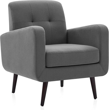 Mid Century Modern Accent Chair, Contemporary Vintage Upholstered Linen Armchair