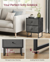 Nightstand, Bedside Table Small Dresser with Removable Fabric Drawers