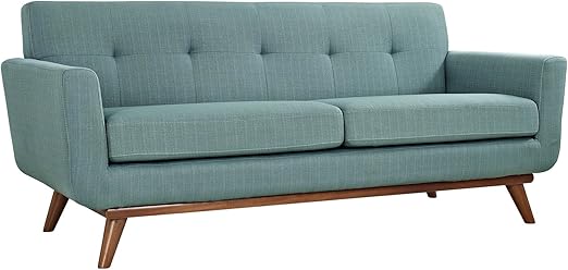 Engage Mid-Century Modern Upholstered Fabric Loveseat in Citrus