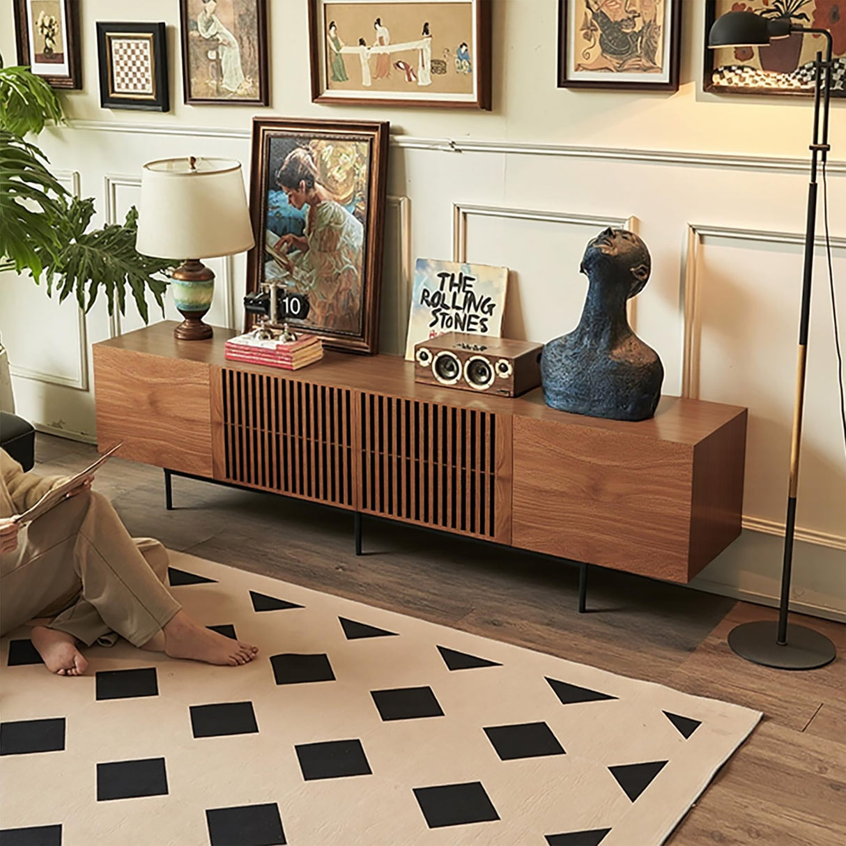 94.48" Mid Century Modern TV Stand with Storage Cabinets