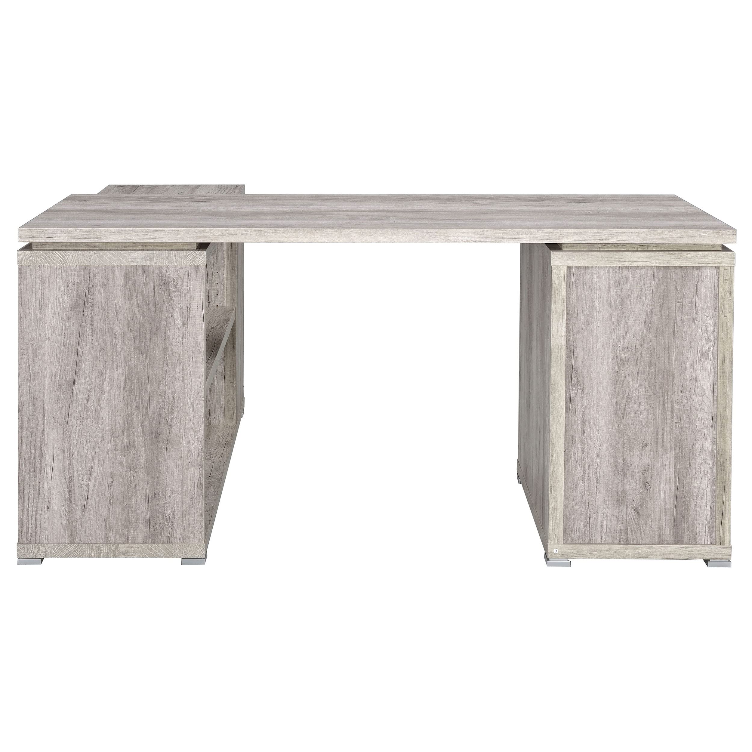 Yvette L-Shape Grey Driftwood Office Desk (801516)