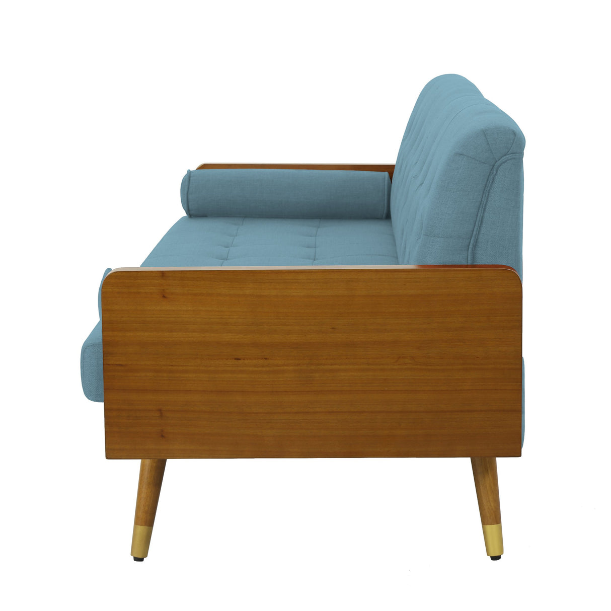 Aidan Mid Century Modern Tufted Fabric Sofa, Blue