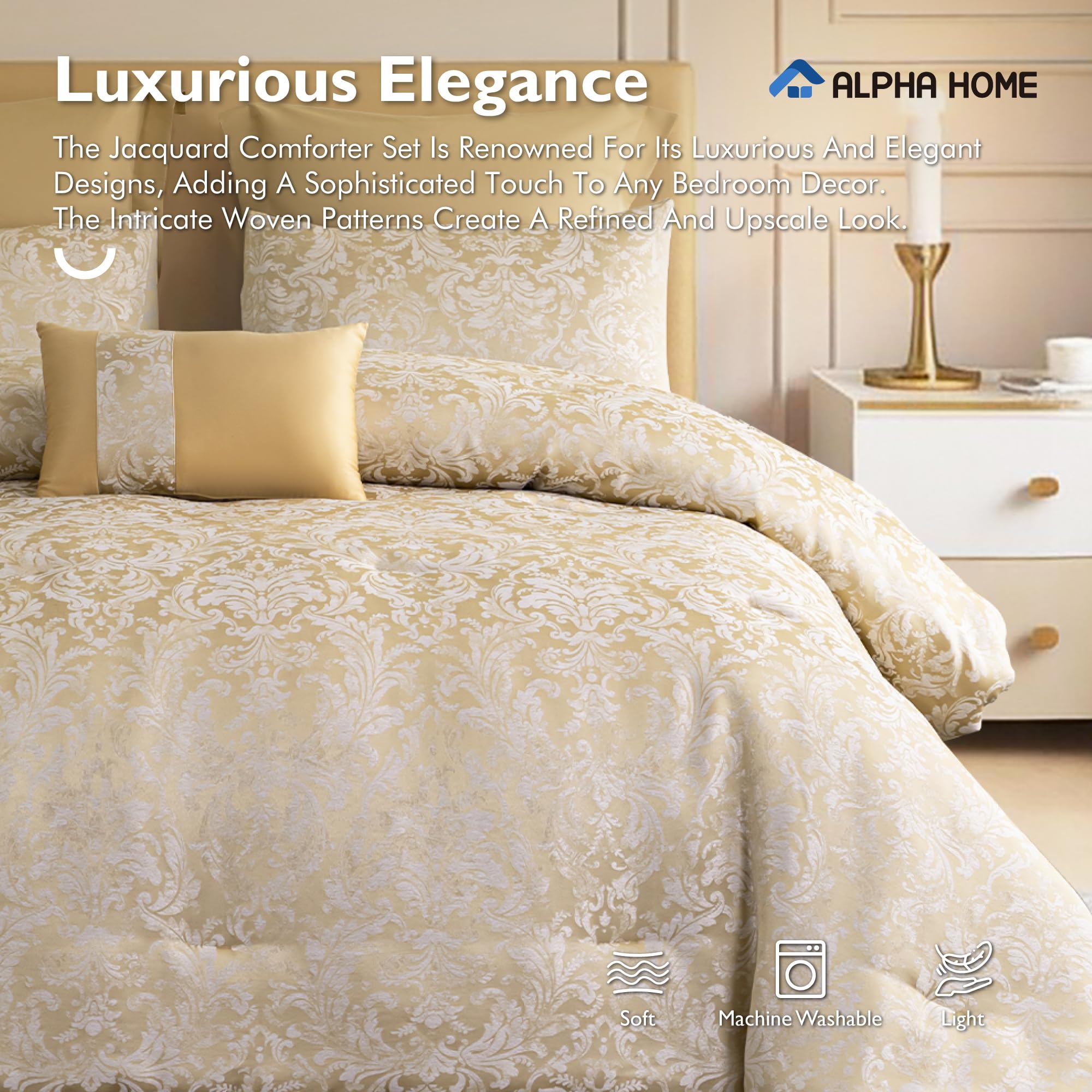 Queen Jacquard Comforter Set - 5 Piece