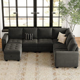 Modular Sectional Sofa Couch 7-Seater Convertible Sectional Sofa Velvet Modular