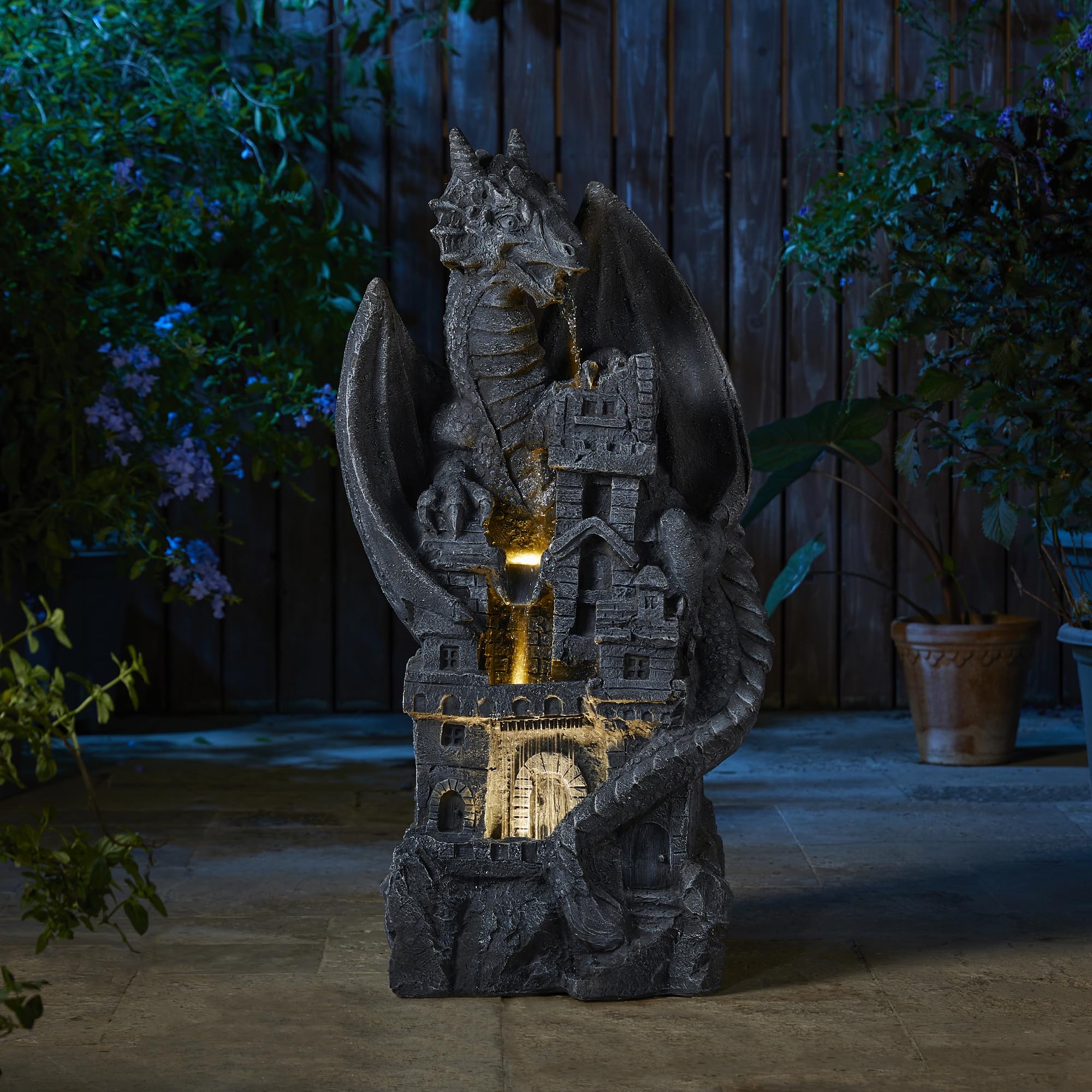 4-Tiered Cascading Outdoor Water Fountain for Garden Patio Yard Mystical Gothic