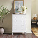 Walker Edison Modern Tall 4-Drawer Solid Wood Dresser Bedroom Storage Drawer Organizer Closet Hallway, 40 Inch, White