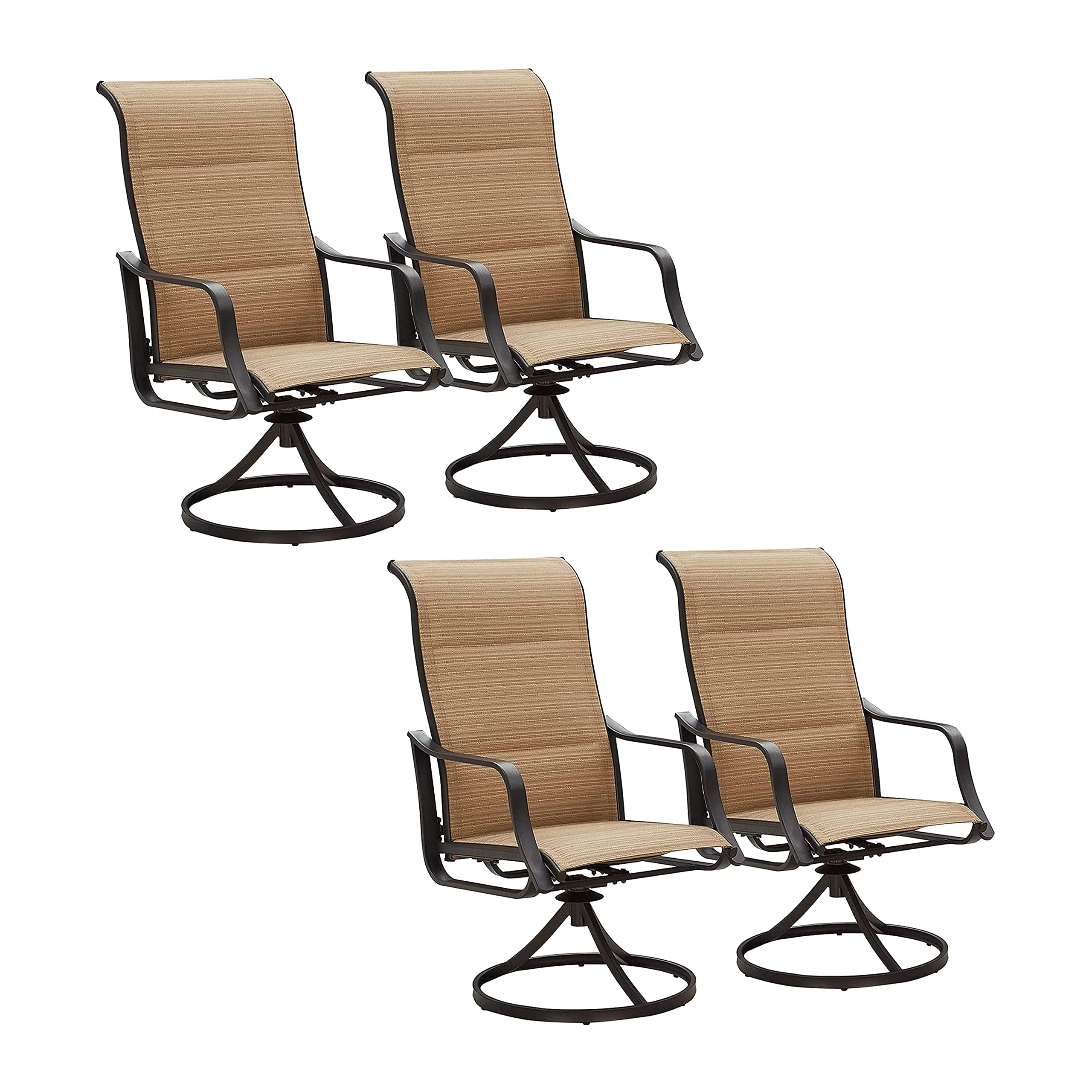 HOME Patio Dining Swivel Chairs Set of 4 Textilene High Back Outdoor Bistro Furniture