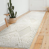 Palafito 8x10 Geometric Shag Diamond High-Low Pile Textured Indoor Area Rug (White