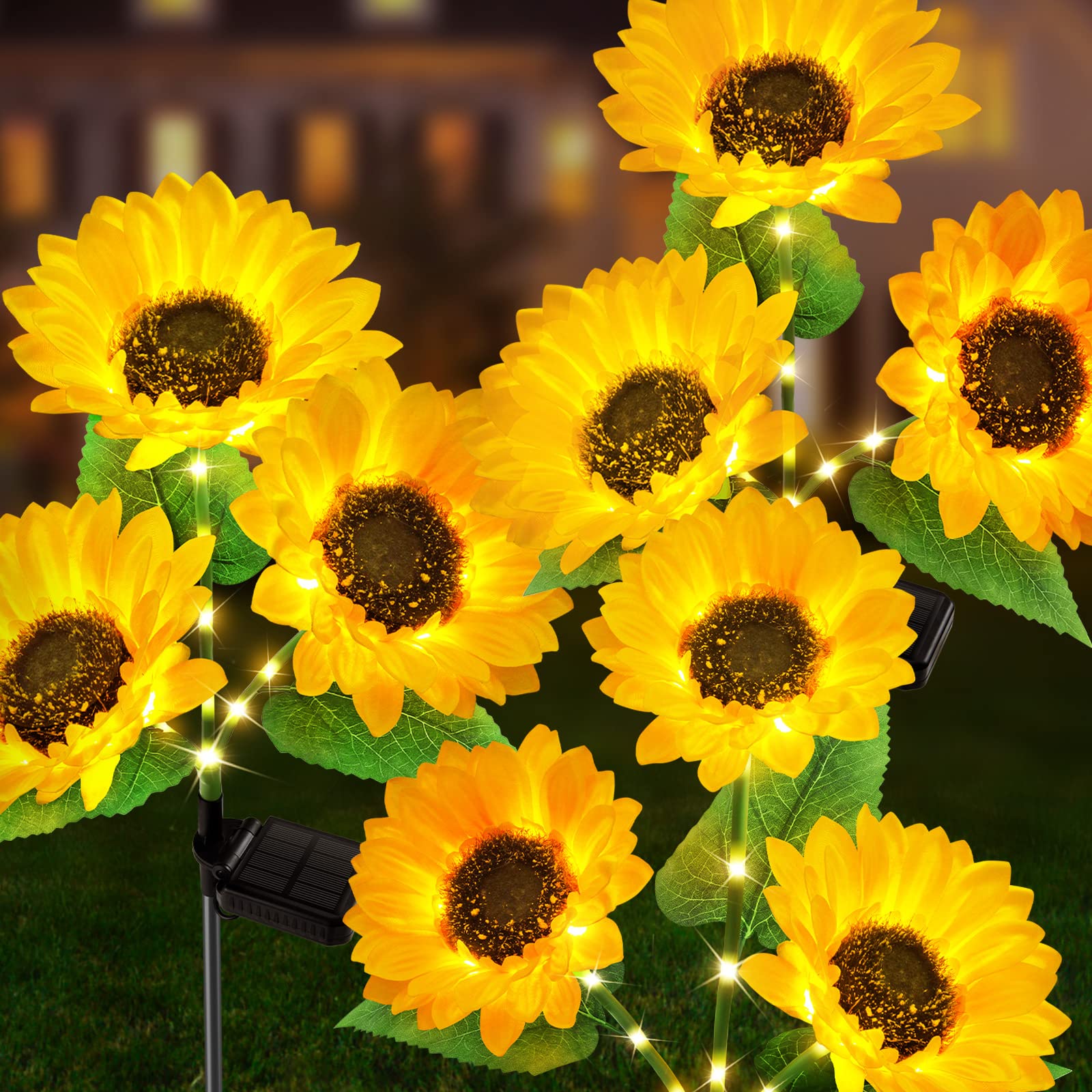 Solar Garden Lights Outdoor Waterproof, AHAORIGIN 3 Pack Sunflower Solar