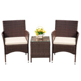 Patio Porch Furniture Sets 3 Pieces PE Rattan Wicker Chairs