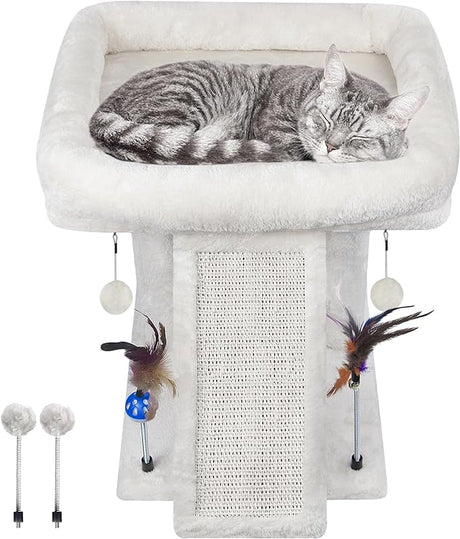 Cat Tree with Cat Condo Scratch Post Hammock Hanging Ball