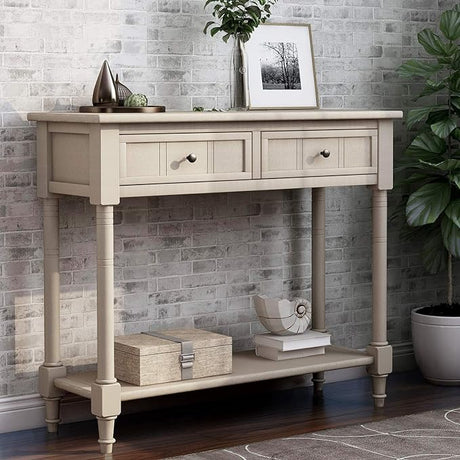 Wood Console Sofa Table with Drawer and Bottom Shelf, WeYoung Daisy Series Entryway