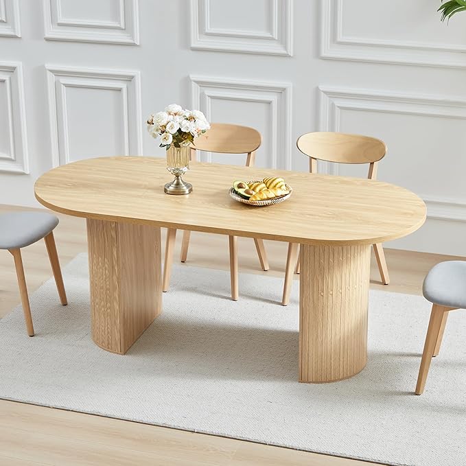 78 Inch Dining Table for 6 8 10, Modern Farmhouse Rectangular Kitchen Table, Long Dining