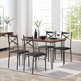 5-Piece Set for Home Kitchen Breakfast Nook, with 4 Chairs, Black, Dining Table