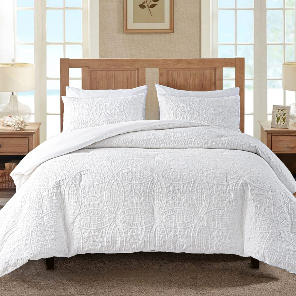 Comforters Queen Set Queen Comforter Set Lightweight and Fluffy Textured Farmhouse