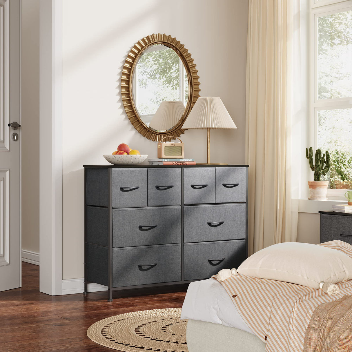 Dresser for Bedroom with 8 Drawers, Wide Fabric Dresser for Storage and Organization