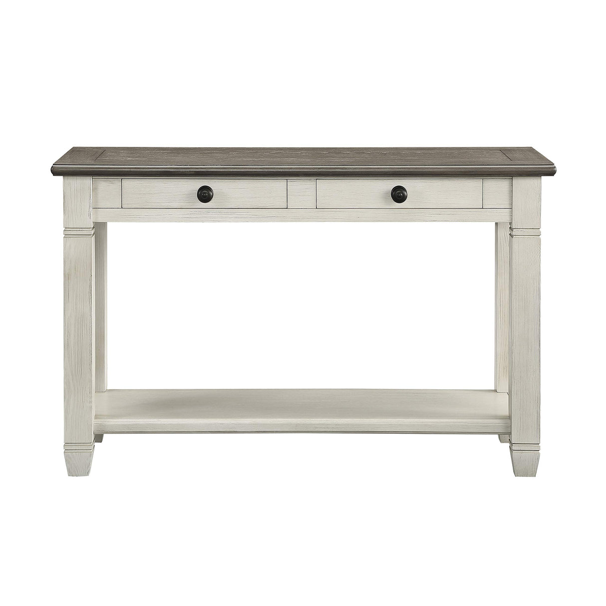 Lilith Two Tone Wood 2-Drawer Sofa Table, 48" x 18", Rosy brown/Antique White