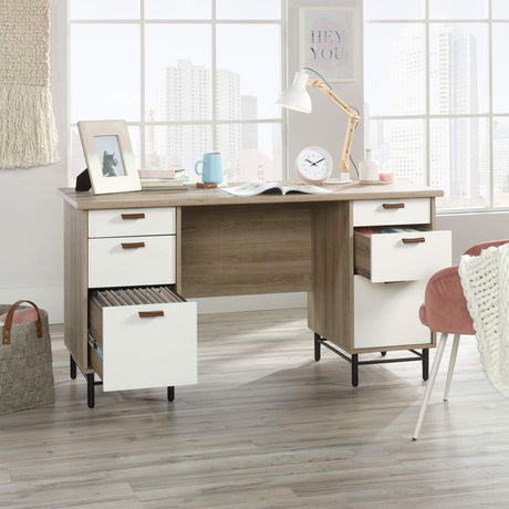 Anda Norr Executive Desk, L: 56.3" x W: 22.13" x H: 29.53", Sky Oak Finish