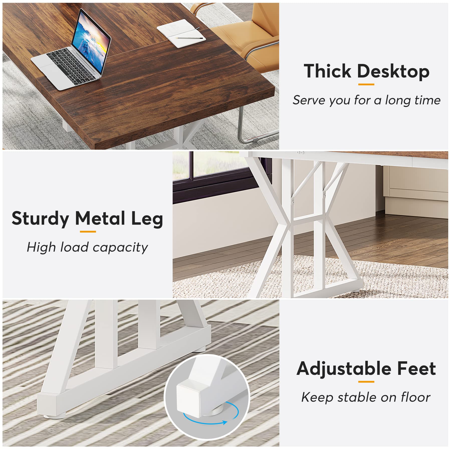 70.8-Inch Executive Desk, Large Computer Office Desk Workstation