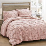 King Size Comforter Set Gray - Soft Fluffy Pintuck Down Alternative Bedding Set
