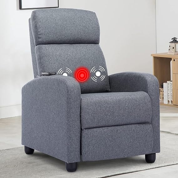 Massage Recliner Chair Fabric Winback Recliner Chairs, Modern Padded Seat