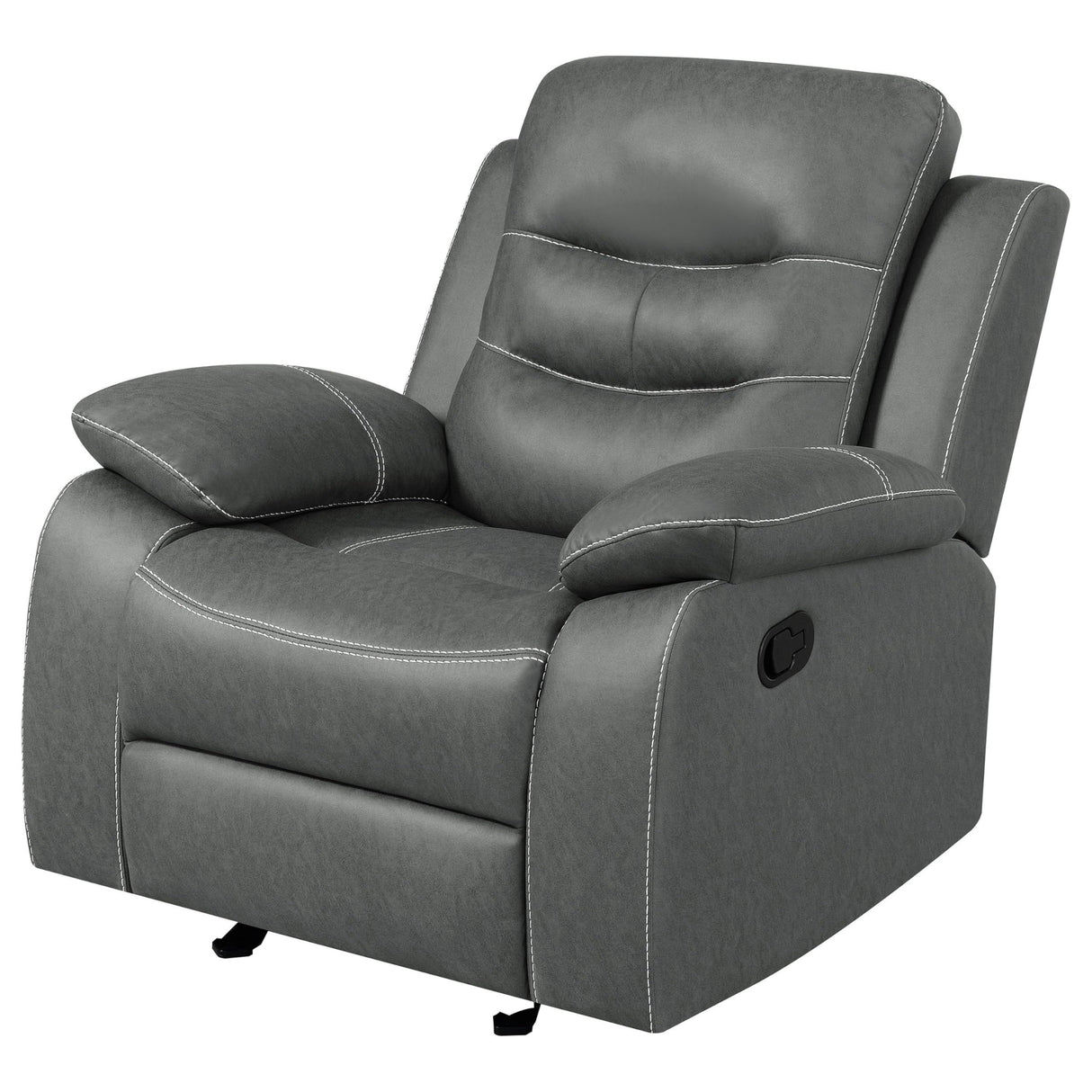 Glider Recliner Chair, Dark Gray Microfiber Leather, Tufted