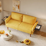 70" Loveseat Sofa with Foldable Side Table, Modern 2 Seater Couch with Rolled Arms,