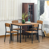 5 Piece Industrial Dining Table Set for 4, Rectangular Kitchen Table and Chairs, Dining Room