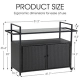 Outdoor Bar Cart with Storage Cabinet - BBQ Grill Carts