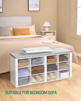 Hzuaneri Shoe Bench with Cushion, Entryway Storage Bench with 12 Cubbies,