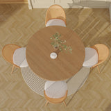 Rattan Dining Chairs Set of 4 with Faux Leather Cushion