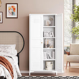 White Storage Cabinet with Feets-Metal Home Kitchen Pantry Cabinets with Doors