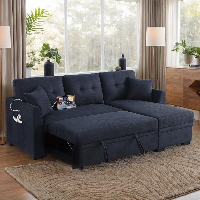 Reversible Sleeper Sectional Sofa Couch Convertible Sleeper Sofa&Couches Bed