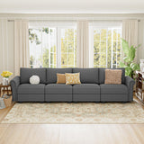 Modular Sectional Sofa Couch with Storage Space Underneath, 120''L 4 Seater