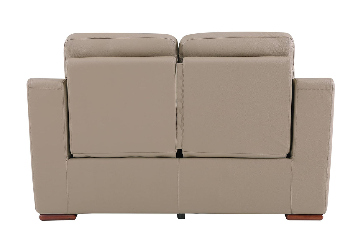 Walker Leather Match Upholstered Reclining Living Room Loveseat, Beige