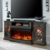 3-Sided Farmhouse Electric Fireplace TV Stand for TVs up to 80'', Highboy Entertainment Center