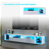 Floating TV Stand with LED Light, 39.3’’ Wall-Mounted Media Console