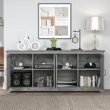 Farmhouse TV Stand for Television Up to 75 Inches, 4 Mirror Doors Entertainment Center