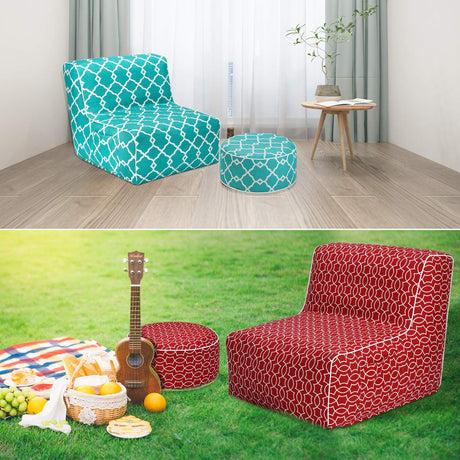 Ottoman footrest Stool with Portable air Pump and Storage Bag or Pouch Used